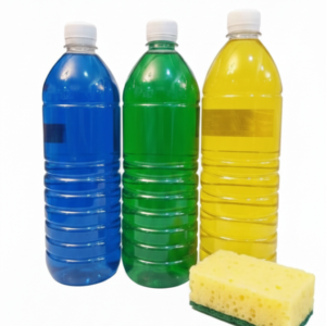 Dishwashing liquid with free sponge